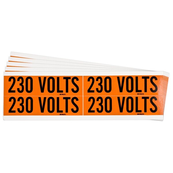 230 Volts Conduit and Voltage Lbls 1.125 in H x 4.125 in W BK on OR 5/PK